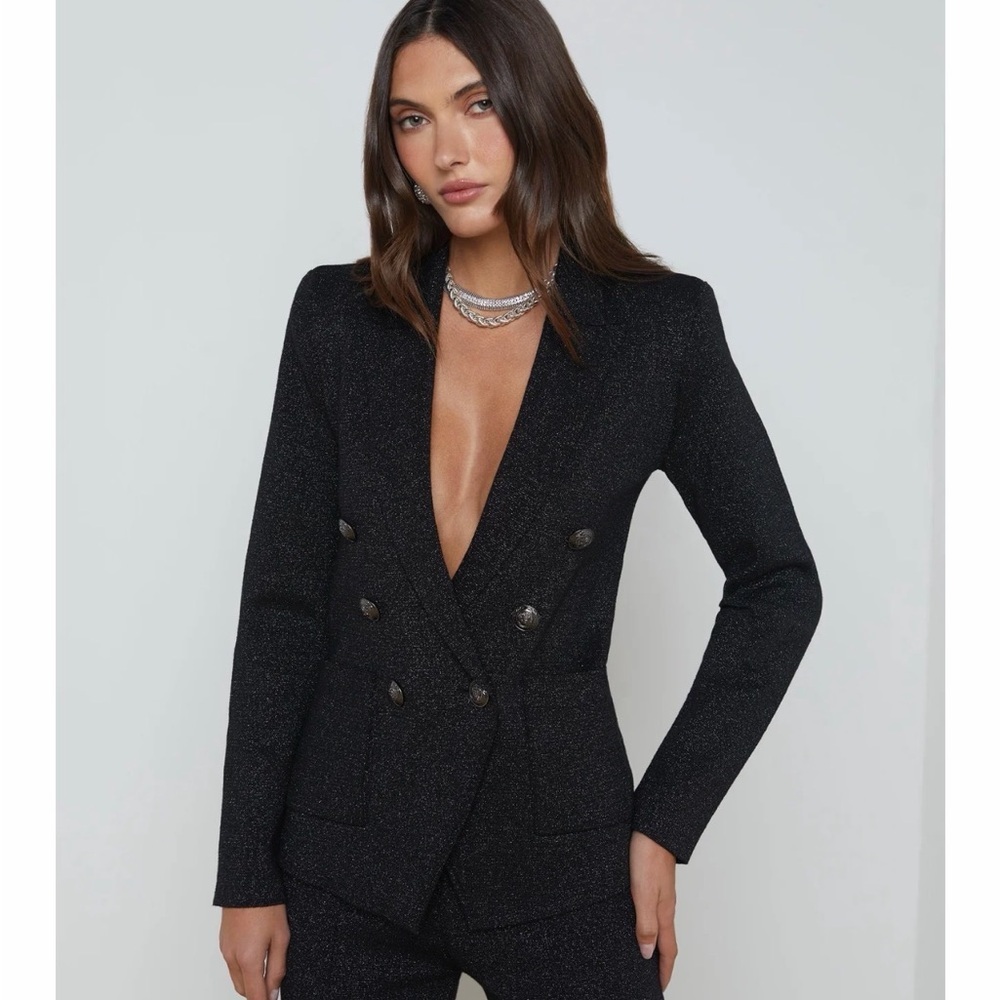 L'AGENCE Kenzie Metallic Knit Blazer